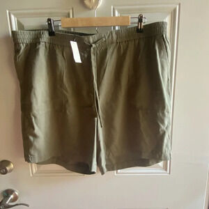 Talbots NWT Sage Green Flat Front Utility Pull On Shorts Athleisure Boho Sz 2X